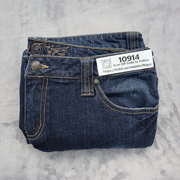 Squeeze Jeans Pants Womens 13/14 Dark Blue Denim Casual Preppy Flared Bootcut - Picture 15 of 15